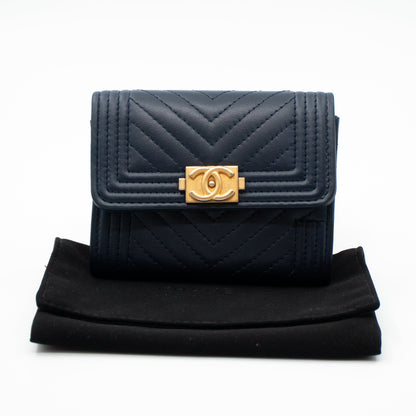 Boy Flap  Case Navy Leather