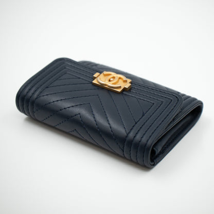 Boy Flap  Case Navy Leather