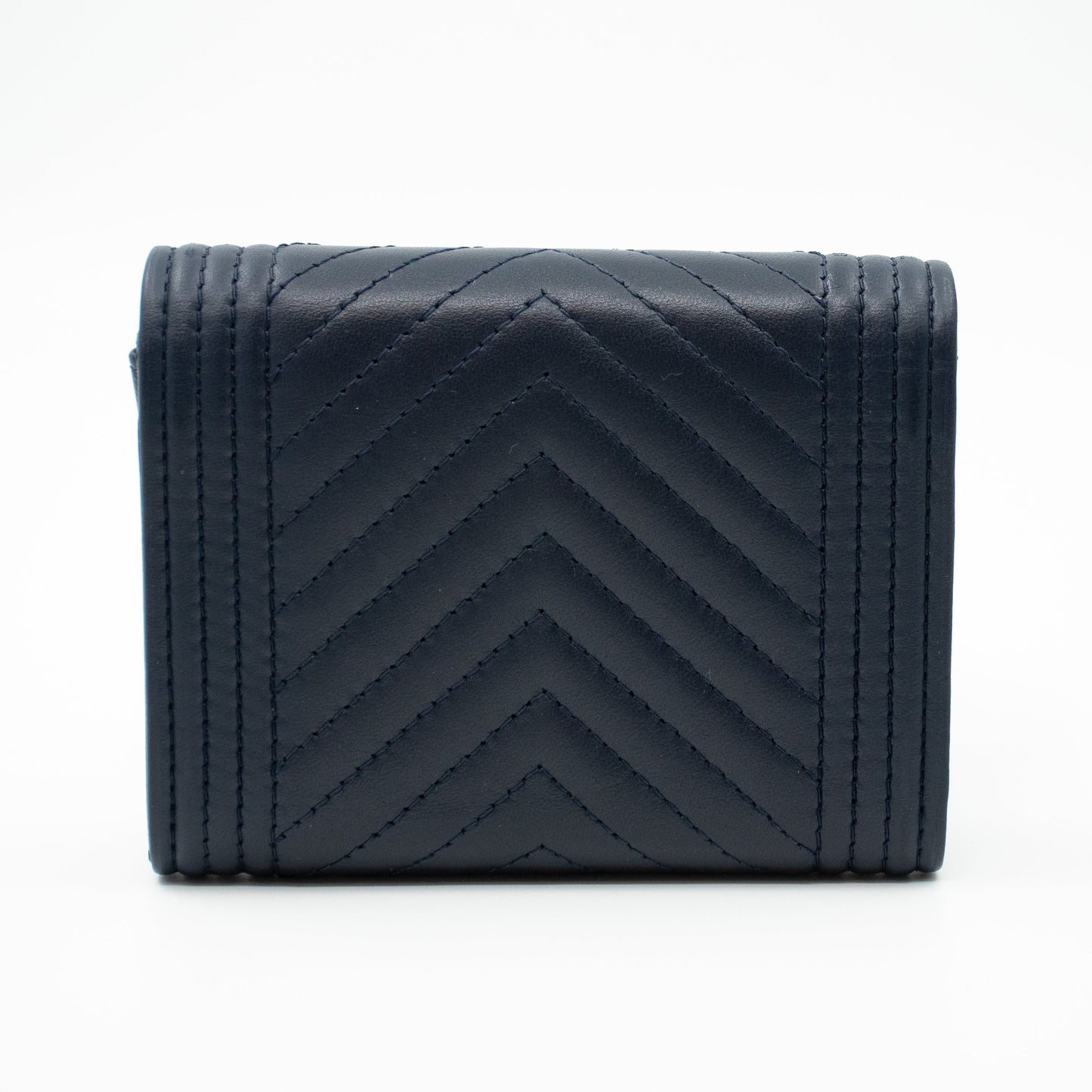 Boy Flap Card Case Navy Leather