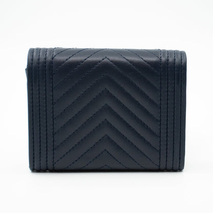 Boy Flap Card Case Navy Leather