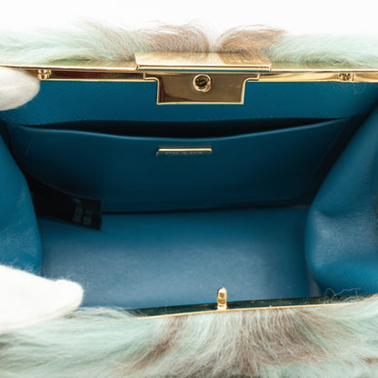 Light Frame Crossbody Bag Blue Fur