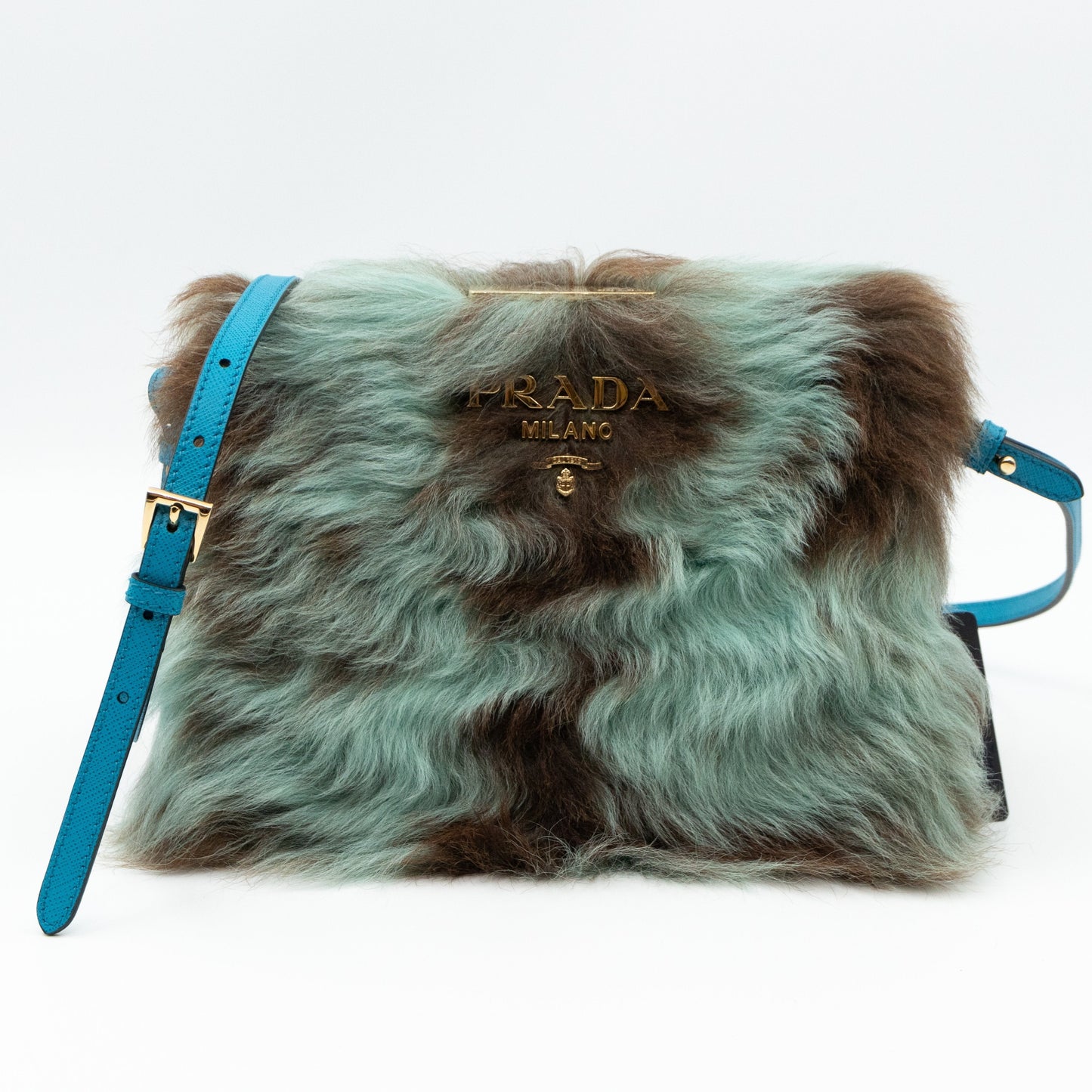 Light Frame Crossbody Bag Blue Fur