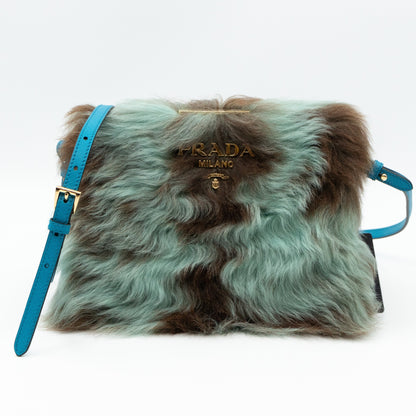 Light Frame Crossbody Bag Blue Fur
