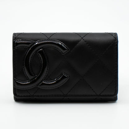 Cambon Flap Card Case Black Leather