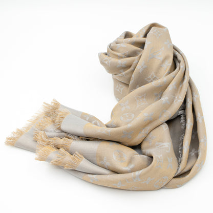 Louis-vuitton Monogram Shine Shawl Greige Gold
