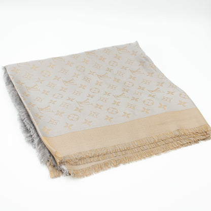 Louis-vuitton Monogram Shine Shawl Greige Gold