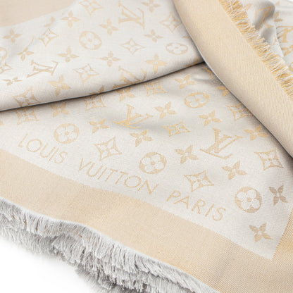 Louis-vuitton Monogram Shine Shawl Greige Gold