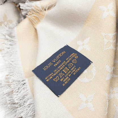 Louis-vuitton Monogram Shine Shawl Greige Gold