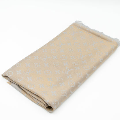 Louis-vuitton Monogram Shine Shawl Greige Gold