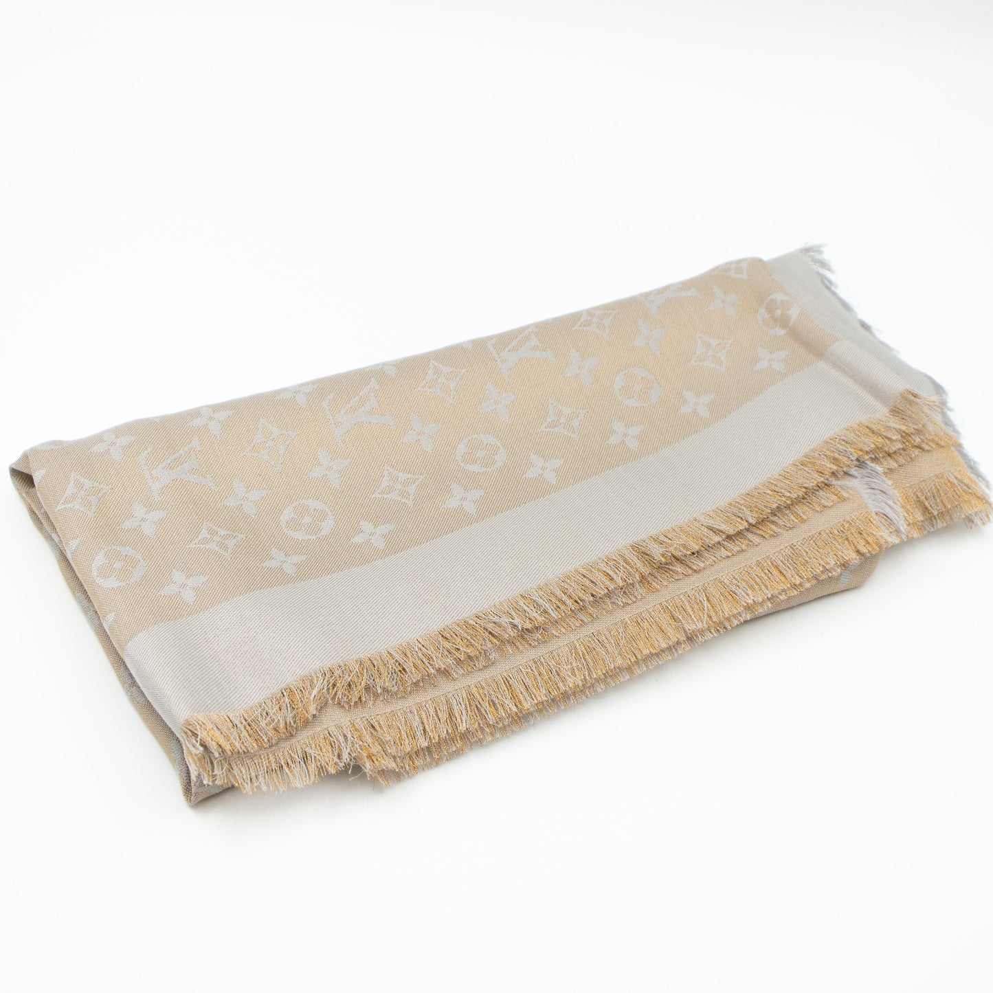 Louis-vuitton Monogram Shine Shawl Greige Gold