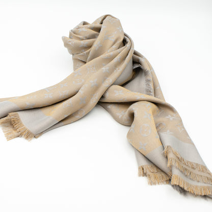 Louis-vuitton Monogram Shine Shawl Greige Gold