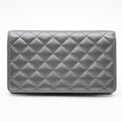 Classic Long Wallet Metallic Grey Leather