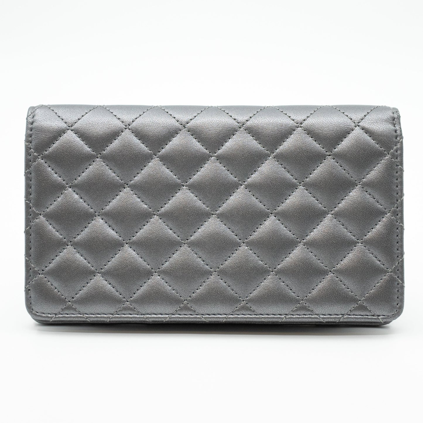 Classic Long Wallet Metallic Grey Leather