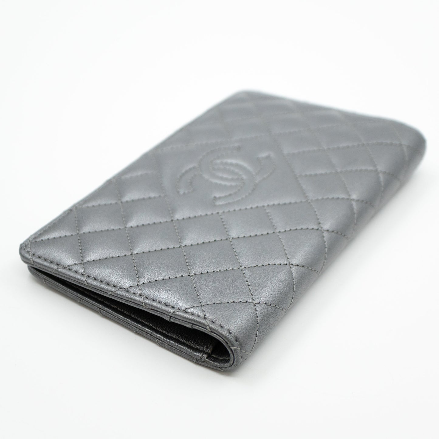 Classic Long Wallet Metallic Grey Leather