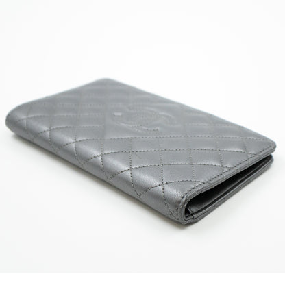 Classic Long Wallet Metallic Grey Leather