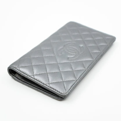 Classic Long Wallet Metallic Grey Leather