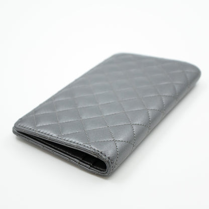 Classic Long Wallet Metallic Grey Leather