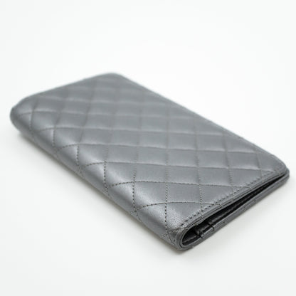 Classic Long Wallet Metallic Grey Leather