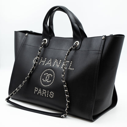 Deauville Medium Black Caviar Silver