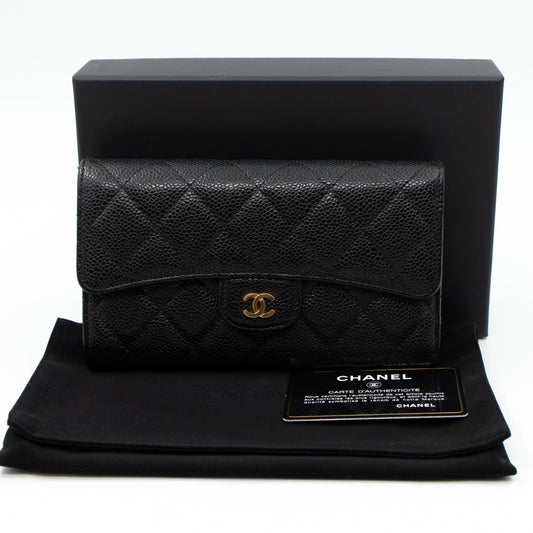 Classic Flap Wallet Black Caviar