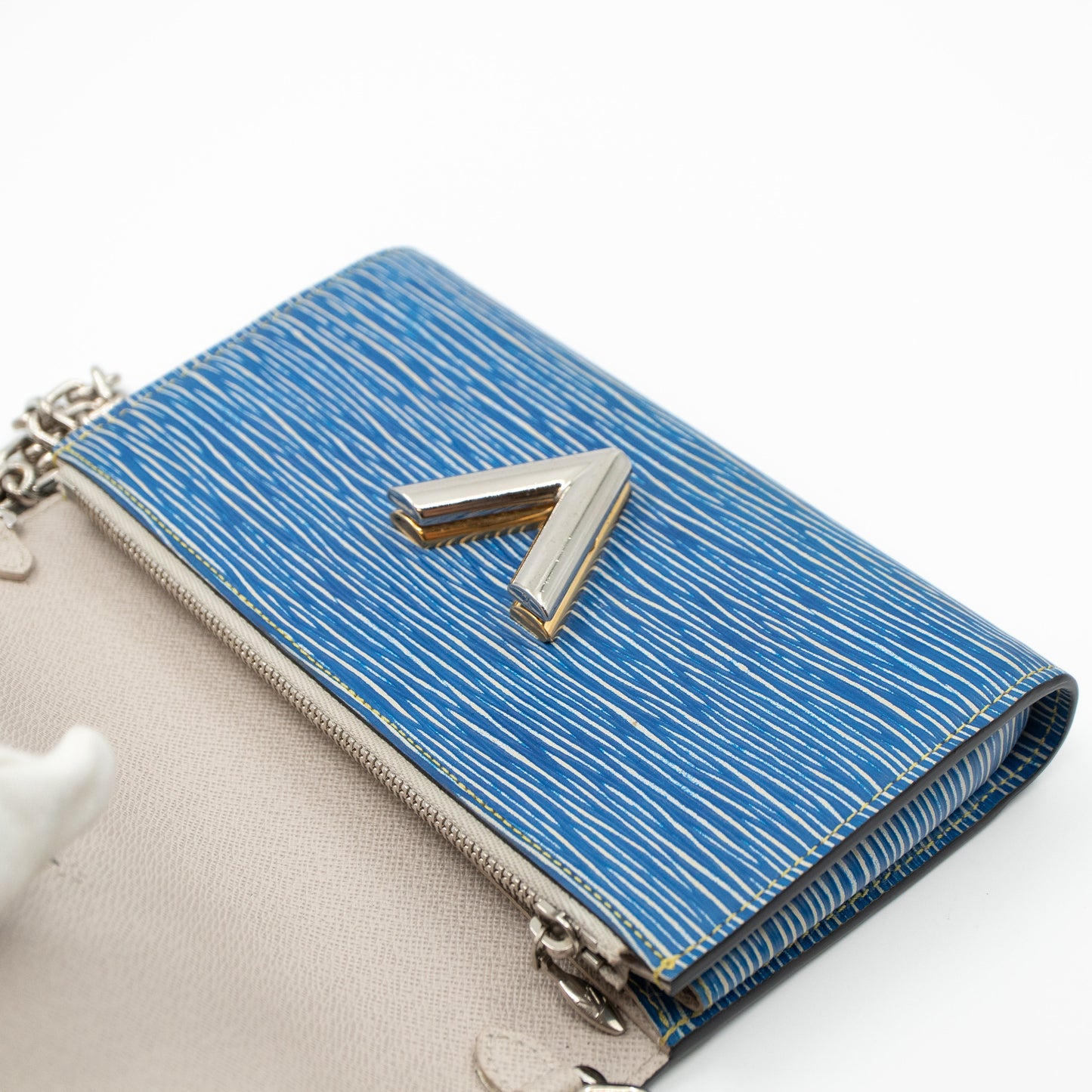 Louis-vuitton Twist Chain Wallet Epi Leather Denim