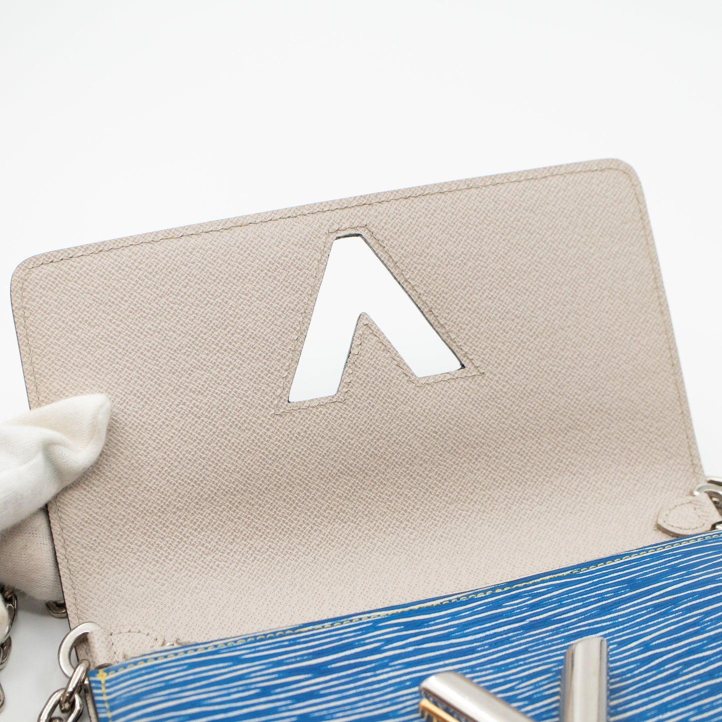 Louis-vuitton Twist Chain Wallet Epi Leather Denim