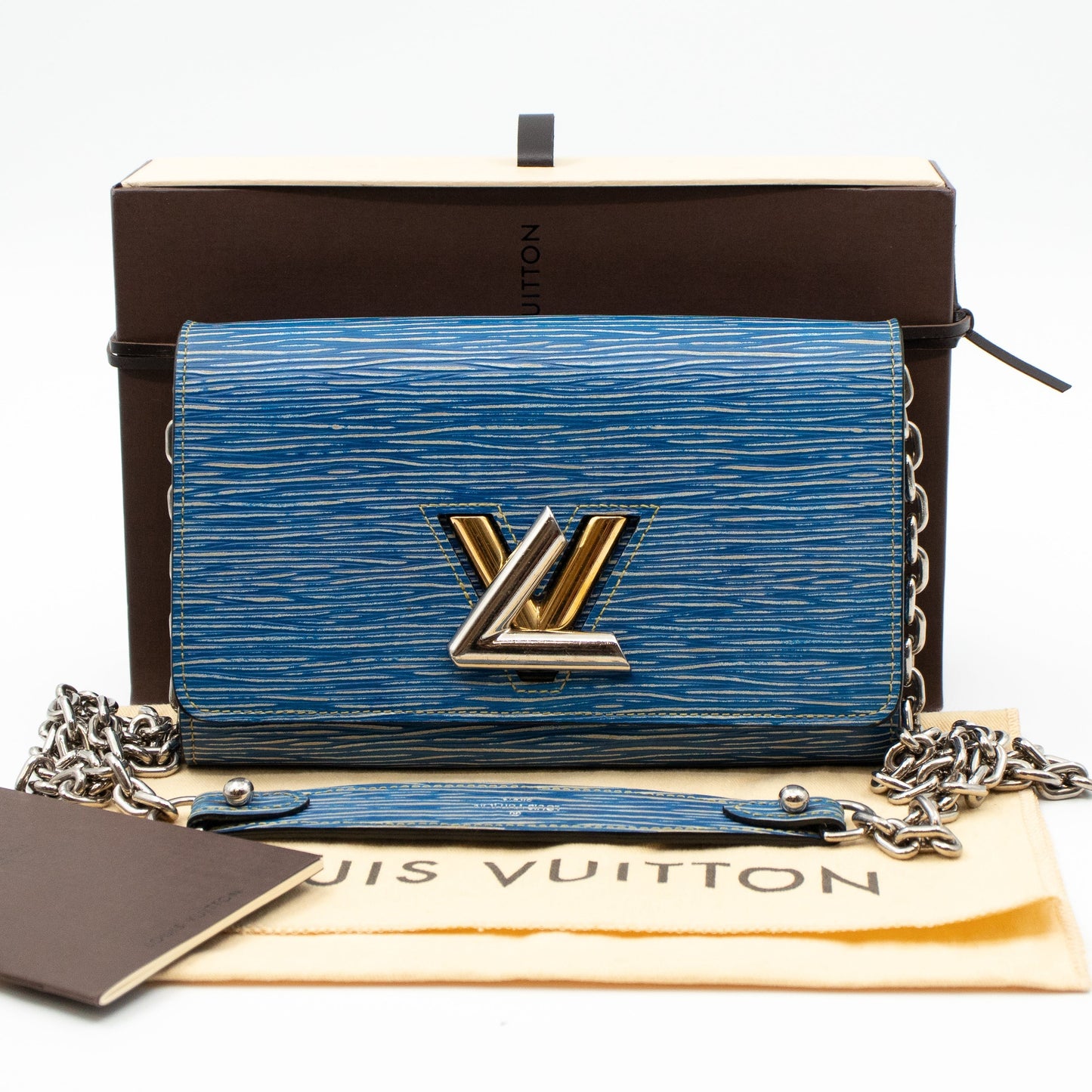 Louis-vuitton Twist Chain Wallet Epi Leather Denim