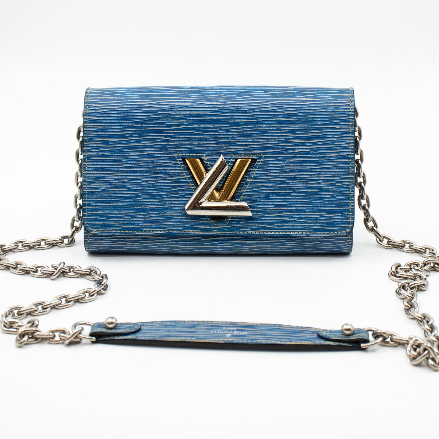 Louis-vuitton Twist Chain Wallet Epi Leather Denim
