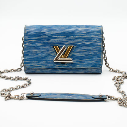 Louis-vuitton Twist Chain Wallet Epi Leather Denim
