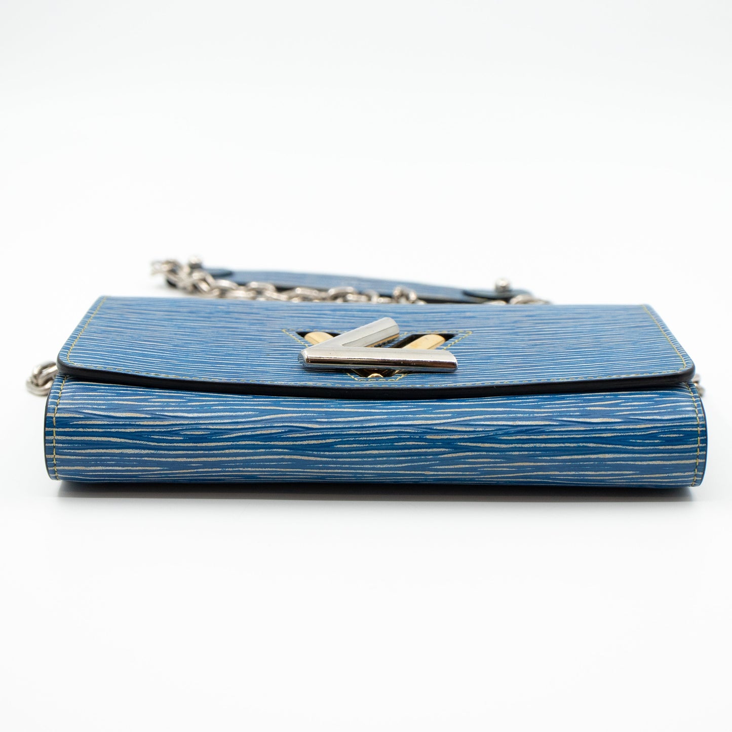 Louis-vuitton Twist Chain Wallet Epi Leather Denim