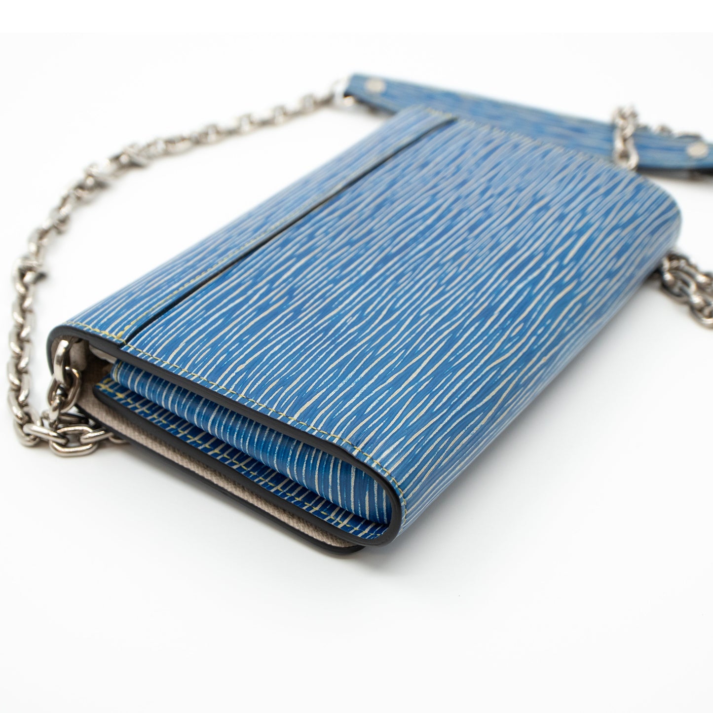 Louis-vuitton Twist Chain Wallet Epi Leather Denim