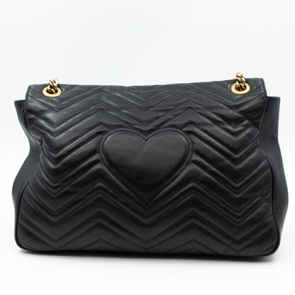 GG Marmont Large Flap Shoulder Bag Black Leather