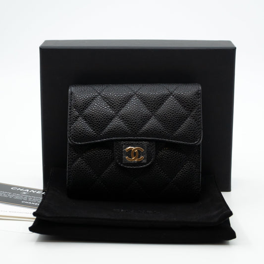 Small Classic Flap Wallet Black Caviar