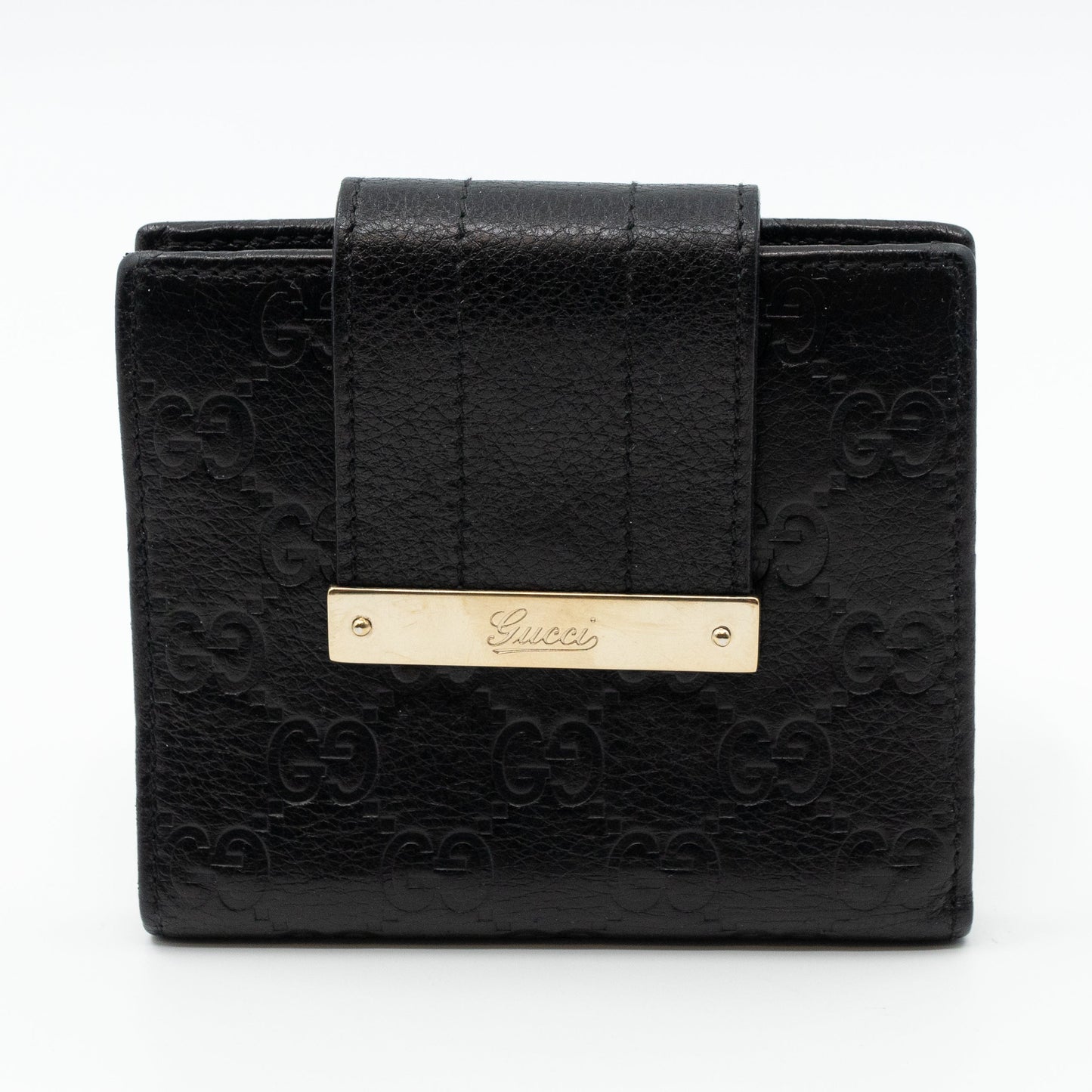 Compact Flap Wallet Black Leather