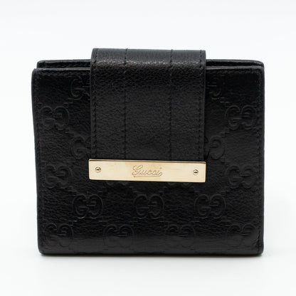 Compact Flap Wallet Black Leather