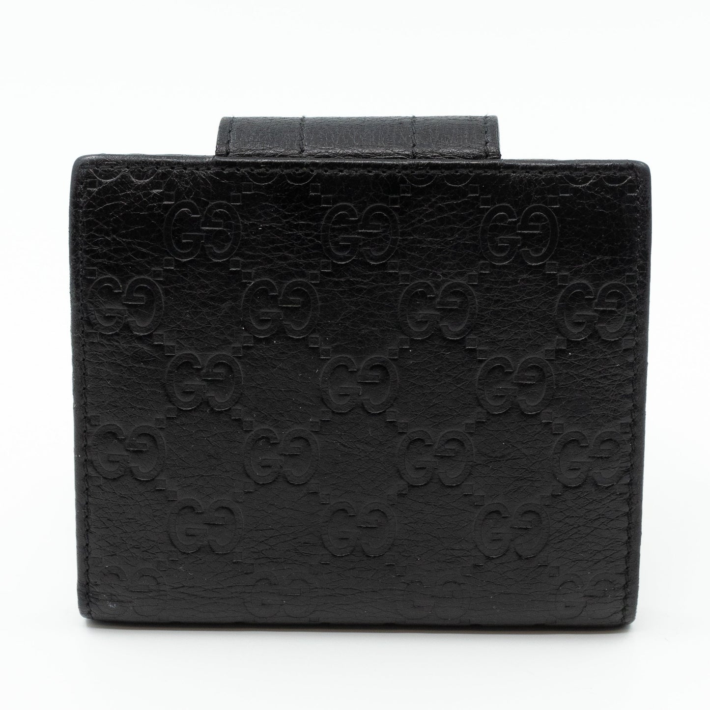 Compact Flap Wallet Black Leather