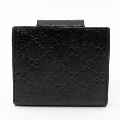 Compact Flap Wallet Black Leather
