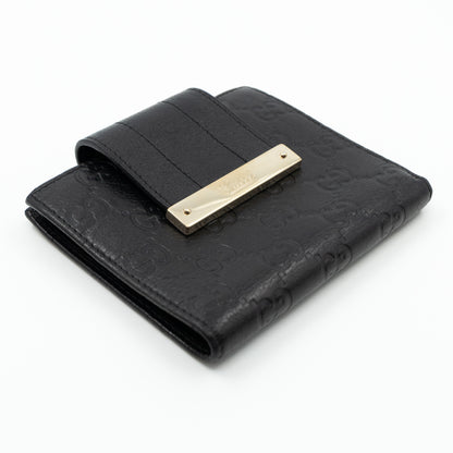 Compact Flap Wallet Black Leather