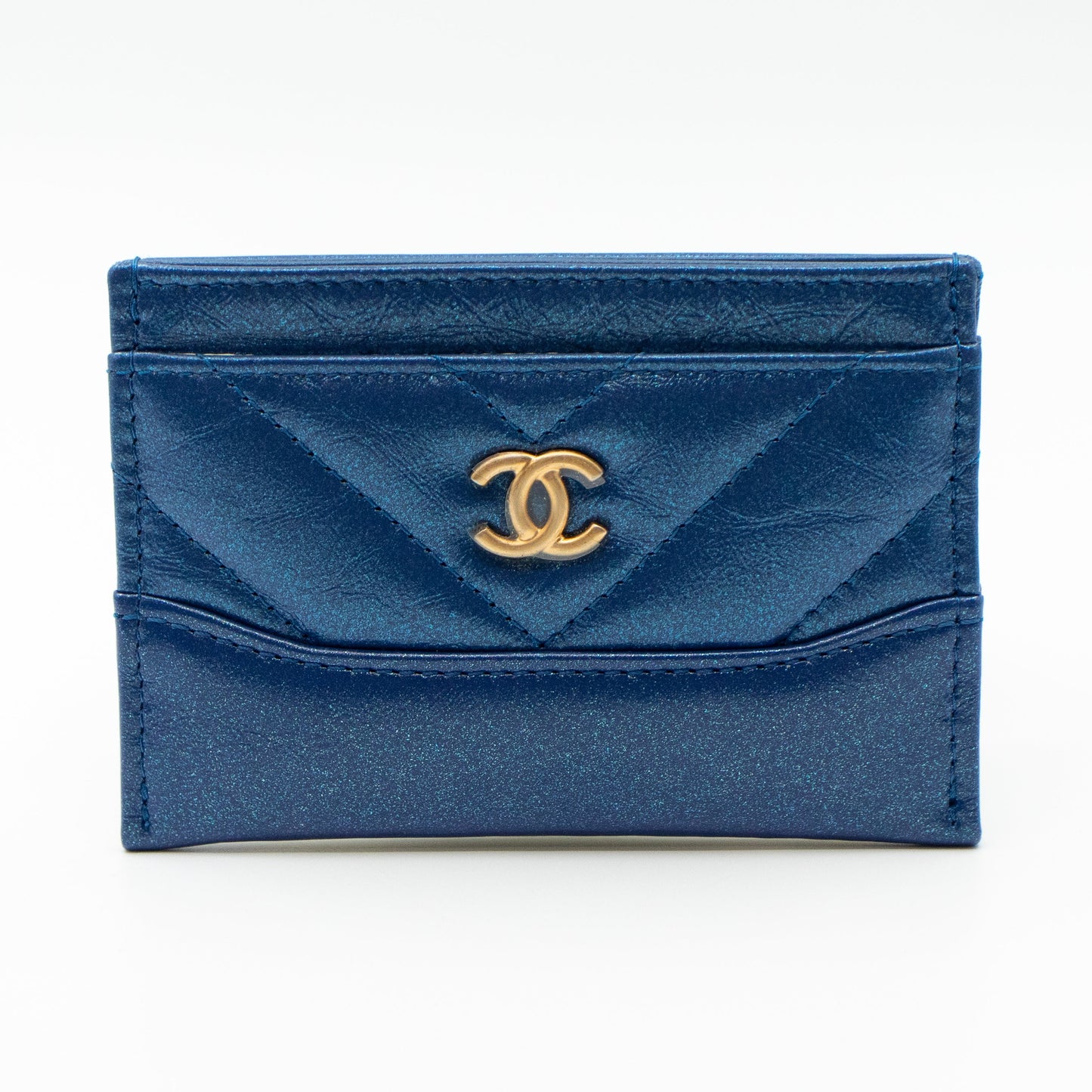 Card Holder Gabrielle Iridescent Blue Leather