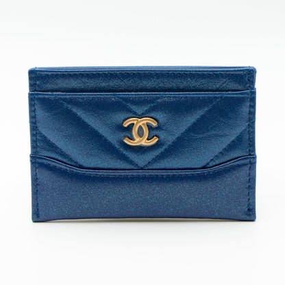 Card Holder Gabrielle Iridescent Blue Leather