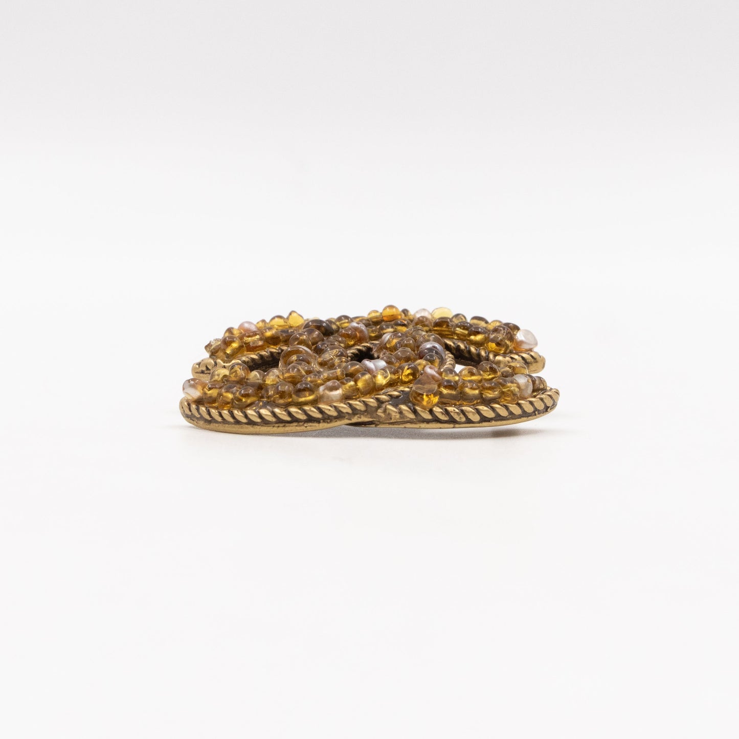 Vintage CC Beads Brooch Aged Gold