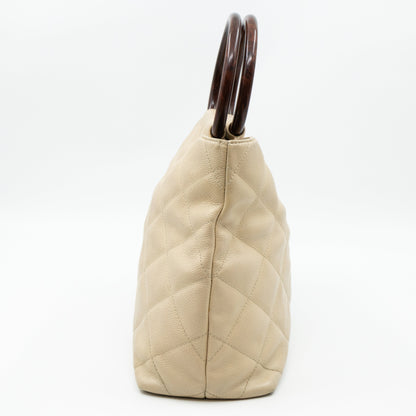 CC Tote Tortoise Handle Beige Caviar