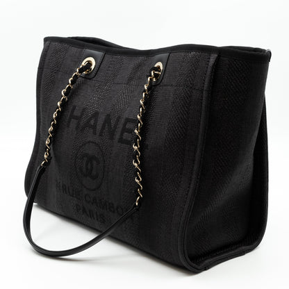 Deauville Small Tote Black Canvas Gold