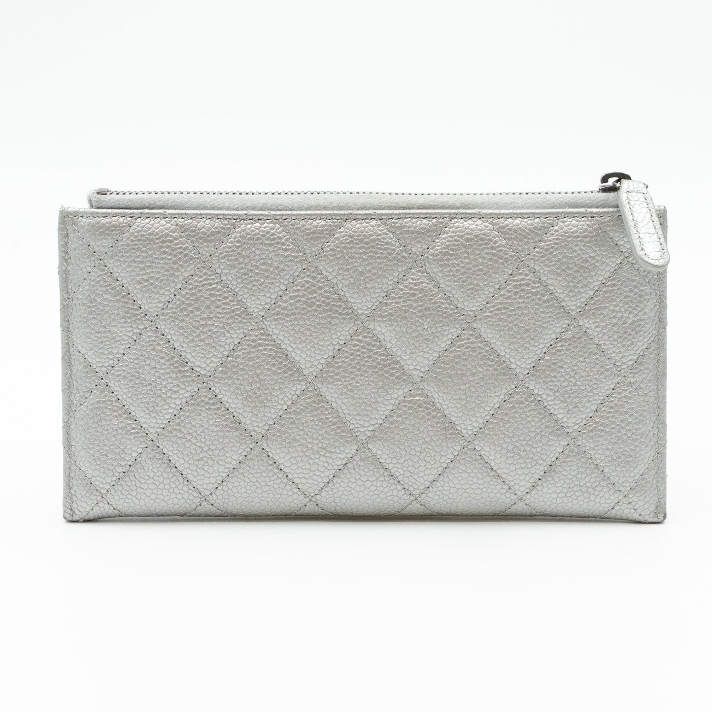 Flat Long Wallet Silver Caviar