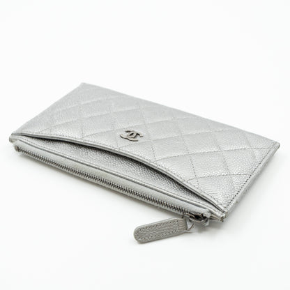 Flat Long Wallet Silver Caviar