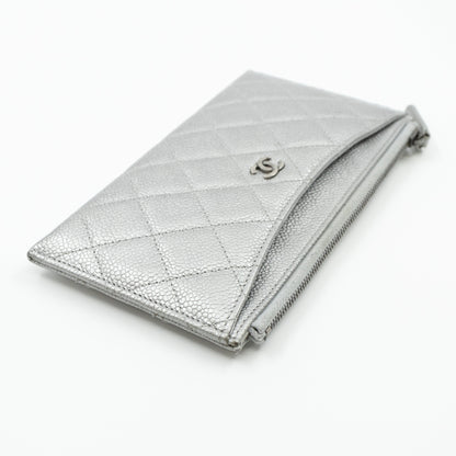 Flat Long Wallet Silver Caviar