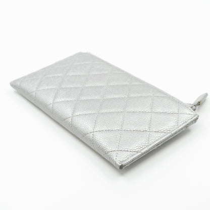 Flat Long Wallet Silver Caviar