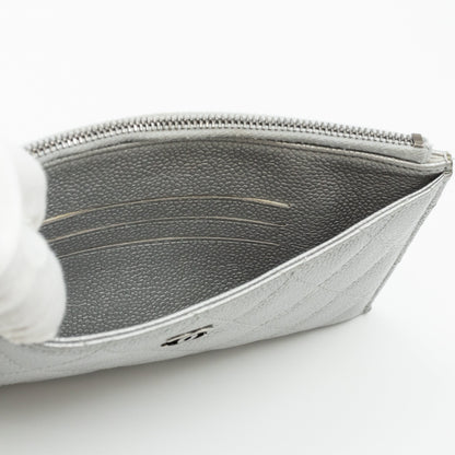 Flat Long Wallet Silver Caviar