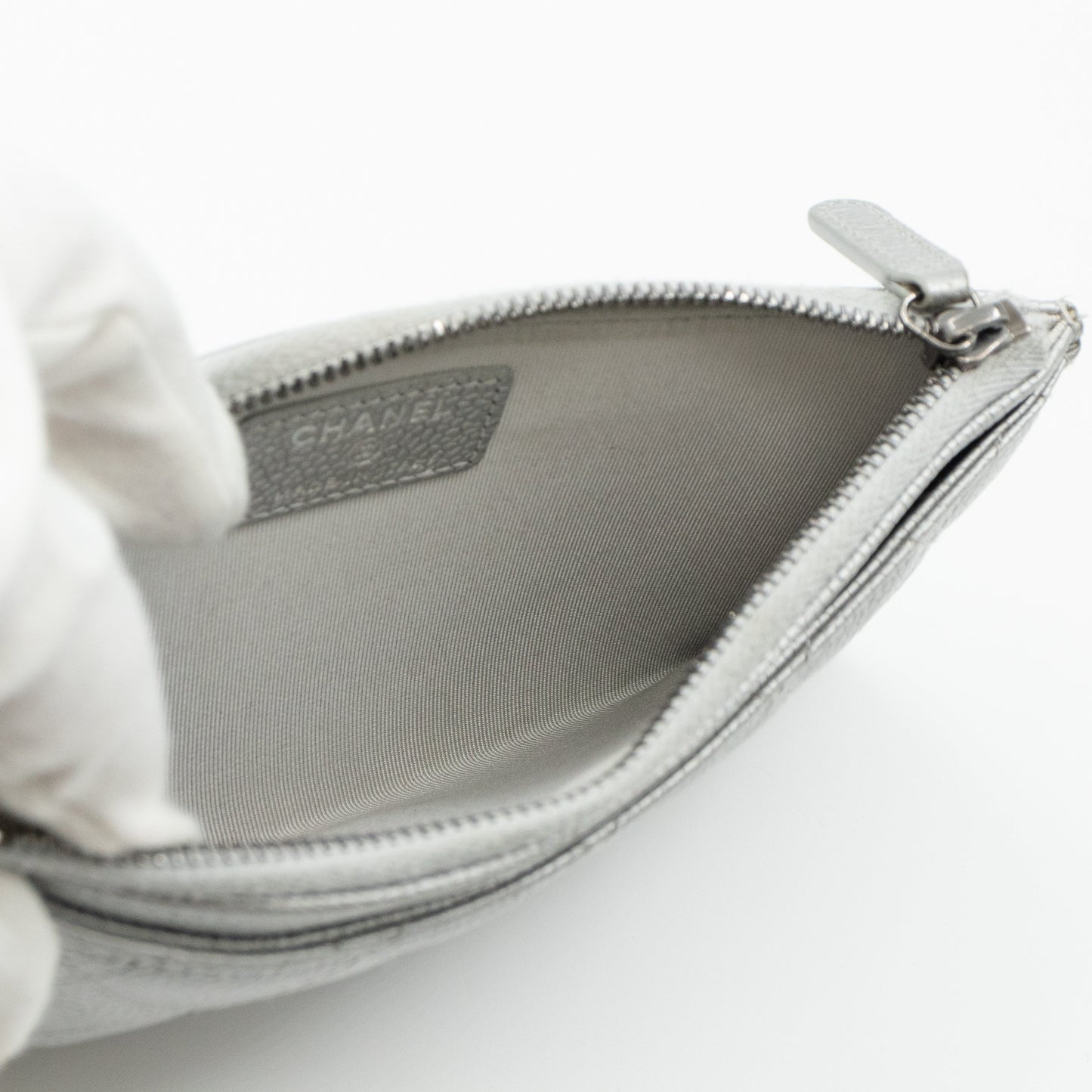 Flat Long Wallet Silver Caviar