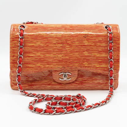 Classic Double Flap Jumbo Orange Striped Silver